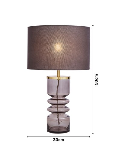 BHS Ribbed Glass Base Table Lamp Smoke (50cm x 30cm)