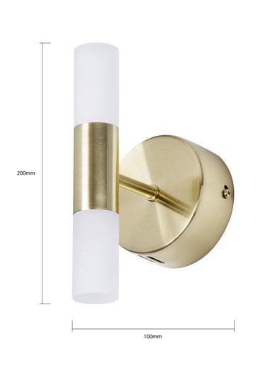 BHS Lois Twin Frosted Wall Light LED Satin Brass