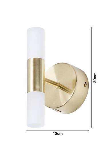BHS Lois Twin Frosted Wall Light LED Satin Brass (20cm x 10cm)