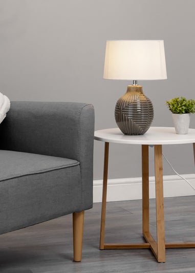INLIGHT Embossed Table Lamp Grey (39cm x 26cm)