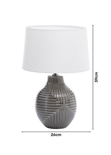 INLIGHT Embossed Table Lamp Grey (39cm x 26cm)