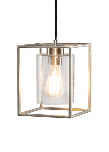 BHS Hardy 1 Light Pendant Satin Nickel (Adjustable 57-127cm x 18cm)