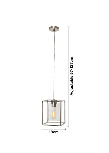 BHS Hardy 1 Light Pendant Satin Nickel (Adjustable 57-127cm x 18cm)