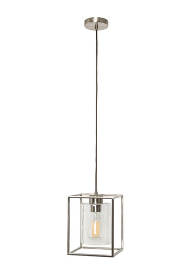 BHS Hardy 1 Light Pendant Satin Nickel (Adjustable 57-127cm x 18cm)