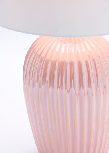 Inlight Glossy Ribbed Table Lamp Pink