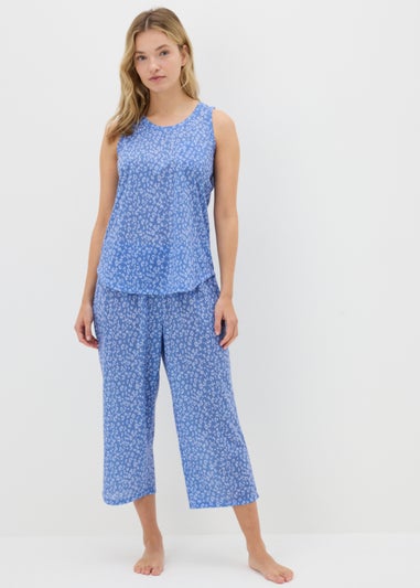 Blue Animal Print Capri Pyjama Set