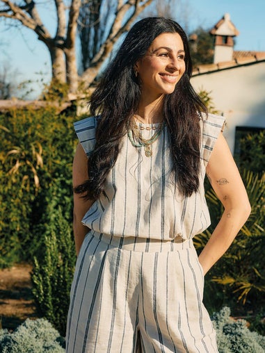 Carla Gestreiftes Top aus Leinenmischung