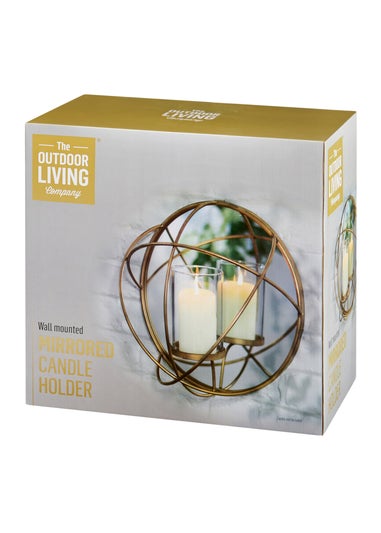 Premier Decorations Gold Circular Wall Mounted Mirrored Candle Holder (20cm x 35.5cm)