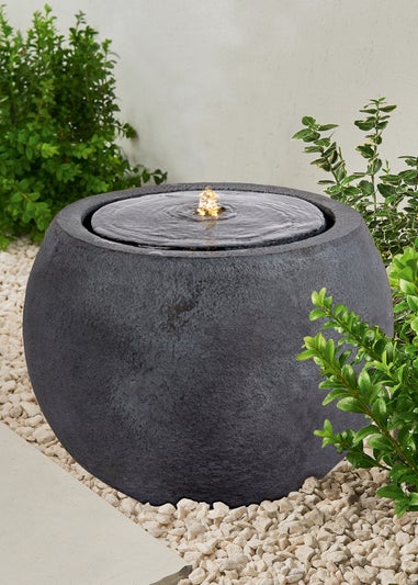 Premier Decorations Slate Orb Water Feature with Warm White LEDs