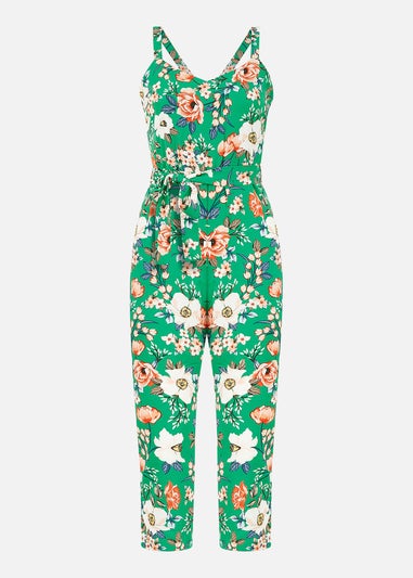 Mela Green Floral Print Culotte Jumpsuit