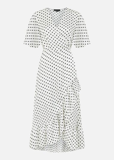 Mela White Polka Dot Wrap Dress