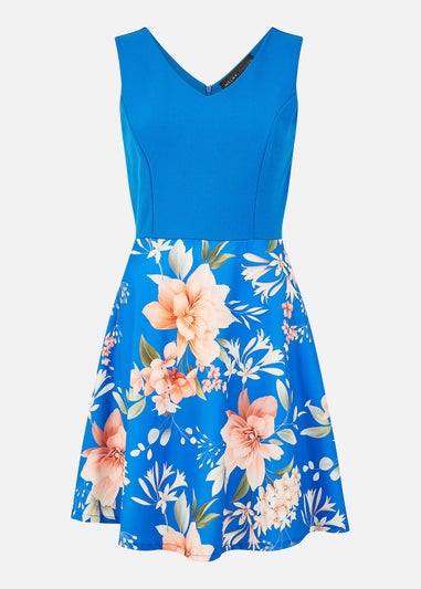 Mela Blue Floral Skater Dress