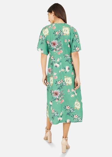 Yumi Sage Green Floral Blossom Print Kimono Dress