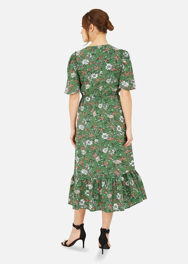 Yumi Green Daisy Print Midi Dress