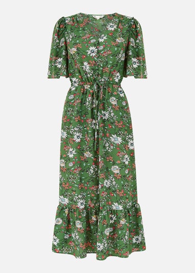 Yumi Green Daisy Print Midi Dress
