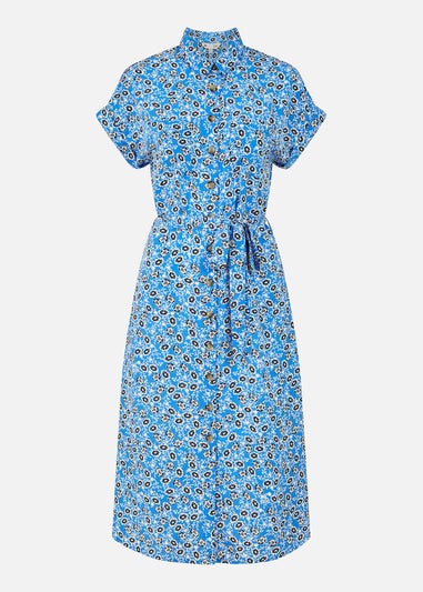 Yumi Blue Floral Shirt Dress