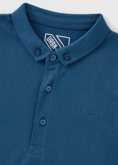 Boys Blue Long Sleeve Polo Shirt (7-15yrs)