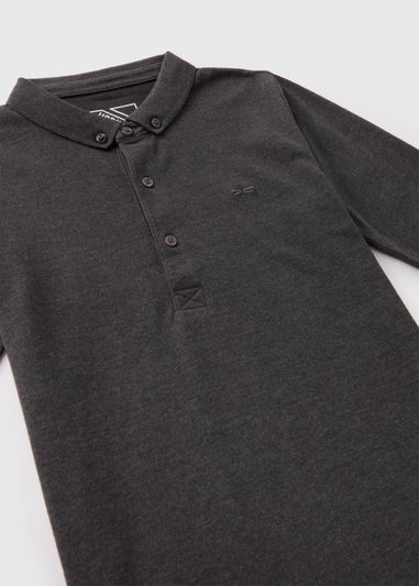 Boys Charcoal Long Sleeve Polo Top