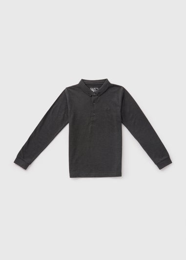 Boys Charcoal Long Sleeve Polo Top