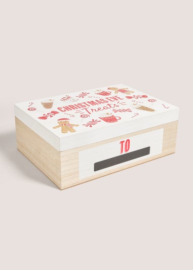 Joyful Cream Wooden Christmas Eve Treat Box