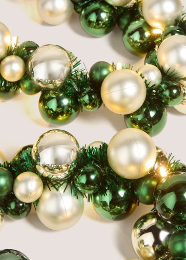 Winter Poem Green Pre Lit Bauble Garland