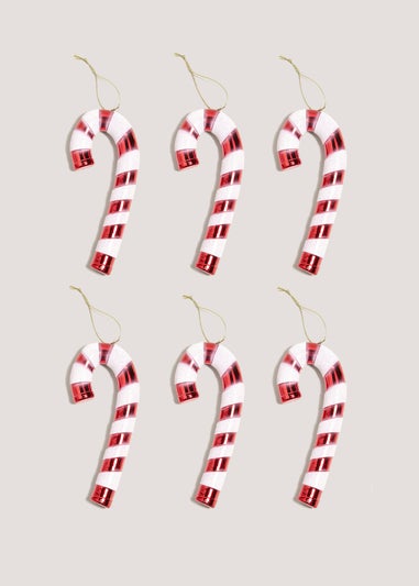 6 Pack Joyful Red Candy Cane Ornaments