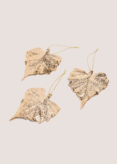 3 Pack Gold Leaves Tree Decorations