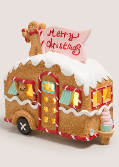 Joyful Brown LED Gingerbread Caravan