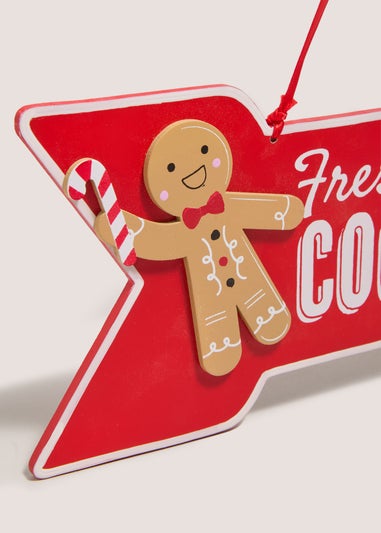 Joyful Red Fresh Baked Cookies Sign