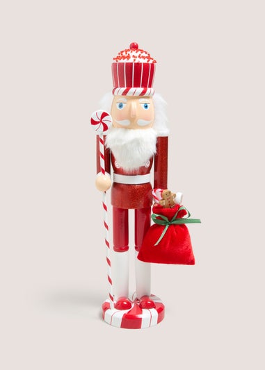 Joyful Red Candy Cane Nutcracker