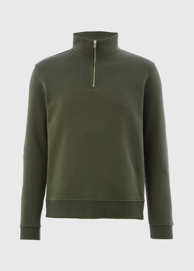 Khaki 1/4 Zip Sweatshirt