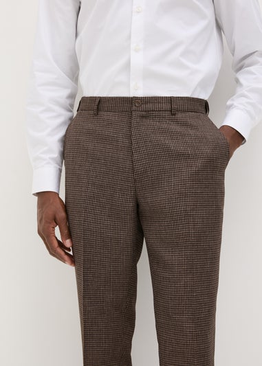 Taylor & Wright Brown Puppytooth Slim Fit Flexi Waist Trousers