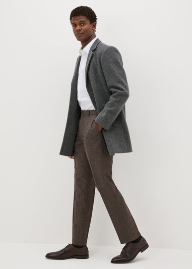 Taylor & Wright Brown Puppytooth Slim Fit Flexi Waist Trousers