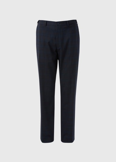 Taylor & Wright Navy Check Regular Fit Flexi Waist Trousers