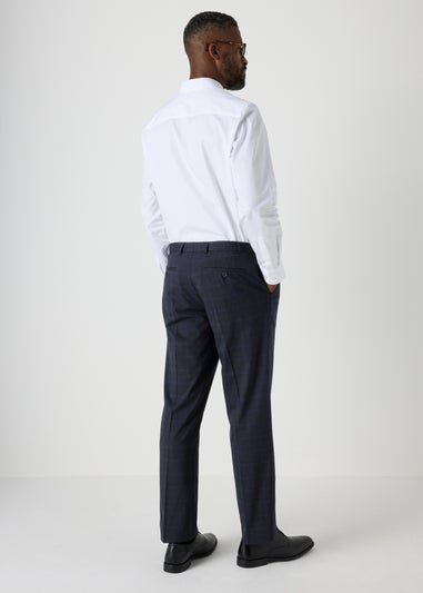 Taylor & Wright Navy Check Regular Fit Flexi Waist Trousers