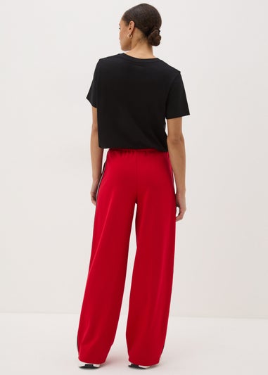 Red Side Stripe Wide Leg Trousers