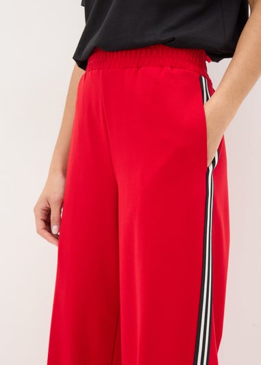 Red Side Stripe Wide Leg Trousers