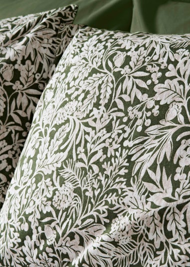 Green Winter Leaf Brushed Duvet Set