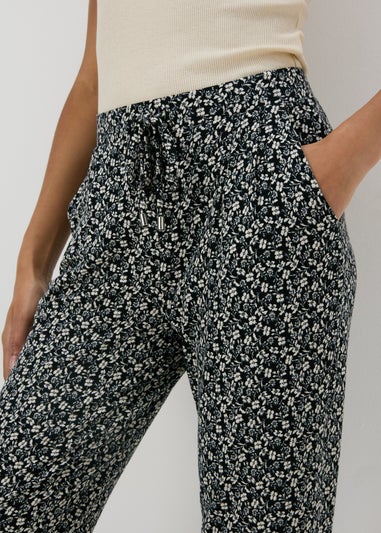 Papaya Petite Black Printed Harem Trousers