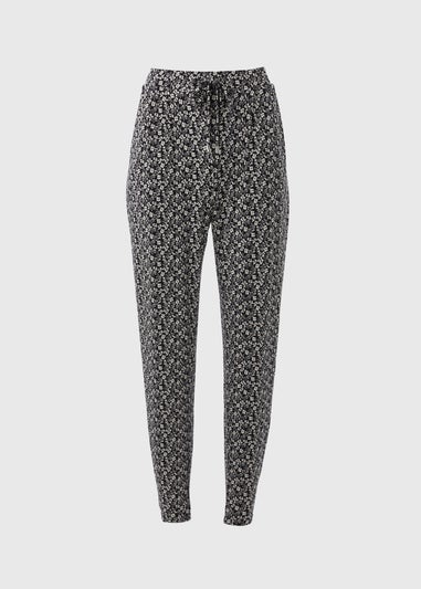 Papaya Petite Black Printed Harem Trousers