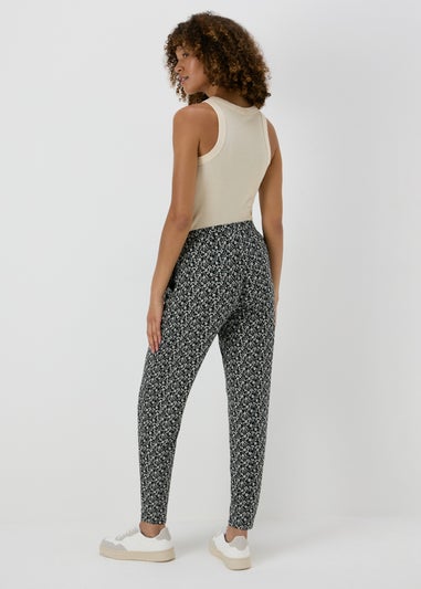 Papaya Petite Black Printed Harem Trousers