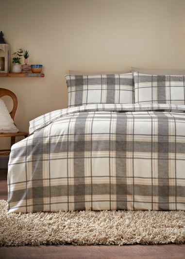 Grey Check Brushed Duvet Set