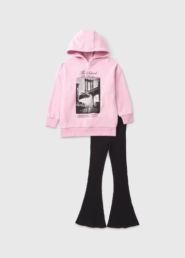 Girls Pink Ballet Hoodie & Flares Set (7-15yrs)