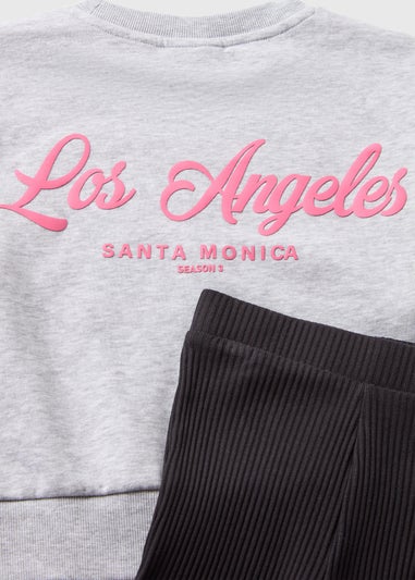 Girls Grey LA Sweatshirt & Leggings Set (7-15yrs)