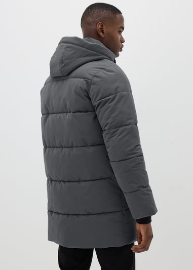 Grey Longline Puffer Coat