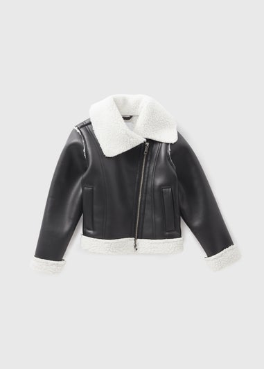 Girls Black Aviator Jacket (7-15yrs)