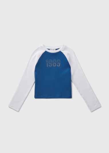 Girls Blue 1989 Ringer Long Sleeve Top (7-15yrs)