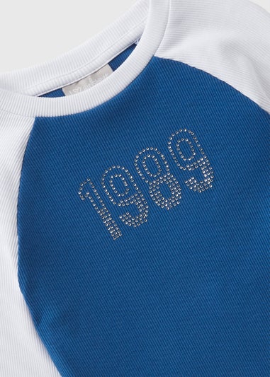 Girls Blue 1989 Ringer Long Sleeve Top (7-15yrs)