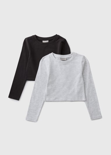 Girls Black & Grey Long Sleeve Top (7-15yrs)