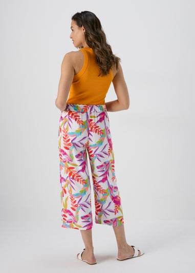 Multicolour Neon Palm Viscose Wide Leg Trousers